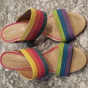Gianni Bini Rainbow sandal with stacked heel